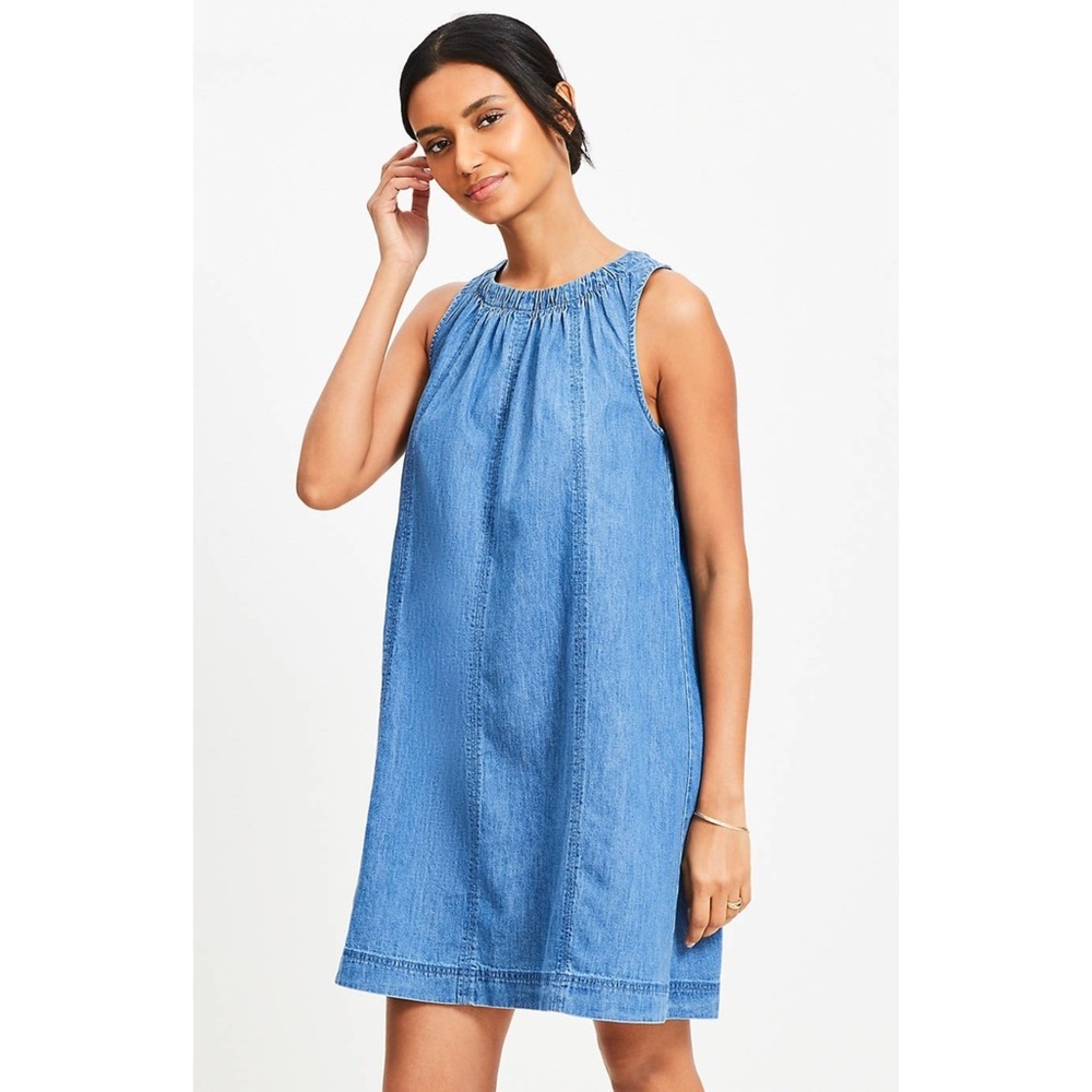 Loft Petite Chambray Seamed Mini Dress - Size LP